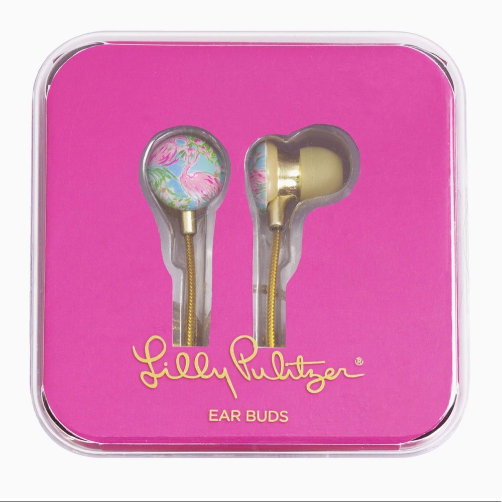 NIB Lilly Pulitzer Earbuds with Silicone Tips and Volume Control, Floridita - Picture 2 of 5